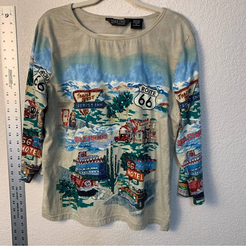 Tantrums Route 66 Scenic 3/4  Sleeve Top